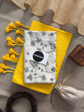 Yellow Handloom Khadi Cotton Saree With Sequence Embrodery Work Blouse